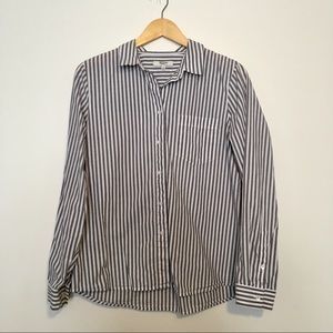 Madewell Grey and White Stripe Button Down